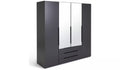 Modern Anthracite Hallingford 4-Door Wardrobe with 3 Drawers