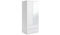 Modern White Jenson 2-Door Wardrobe with 2 Drawers and Mirror