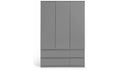 Modern Gloss Grey Jenson 3-Door Wardrobe with 4 Drawers