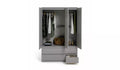 Modern Gloss Grey Jenson 3-Door Wardrobe with 4 Drawers