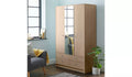 Modern Beech Effect 3-Door Wardrobe with Mirror and 4 Drawers