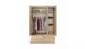 Modern Beech Effect 3-Door Wardrobe with Mirror and 4 Drawers