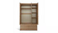 Modern Beech Effect 3-Door Wardrobe with Mirror and 4 Drawers