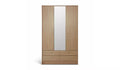 Modern Beech Effect 3-Door Wardrobe with Mirror and 4 Drawers