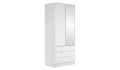 Modern White Malibu 2-Door Wardrobe with 3 Drawers and Mirror