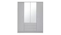 Sleek Grey 3-Door Mirrored Wardrobe with 4 Drawers
