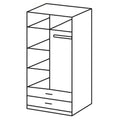 Modern 2-Door Wardrobe with Hanging Rod, Drawers & Shelves – Laminated MDF Storage Cabinet with PVC Edging