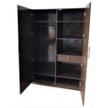 Spacious 2-Door Storage Wardrobe with 5 Shelves & Drawer – MDF Laminated Cabinet with Soft-Close Hinges and PVC Edging
