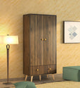 Modern 2-Door Wardrobe with Hanging Rod & Drawer – Laminated MDF Storage Cabinet with PVC Edging