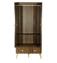 Modern 2-Door Wardrobe with Hanging Rod & Drawer – Laminated MDF Storage Cabinet with PVC Edging