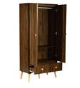 Modern 2-Door Wardrobe with Hanging Rod & Drawer – Laminated MDF Storage Cabinet with PVC Edging