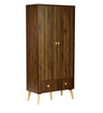 Modern 2-Door Wardrobe with Hanging Rod & Drawer – Laminated MDF Storage Cabinet with PVC Edging